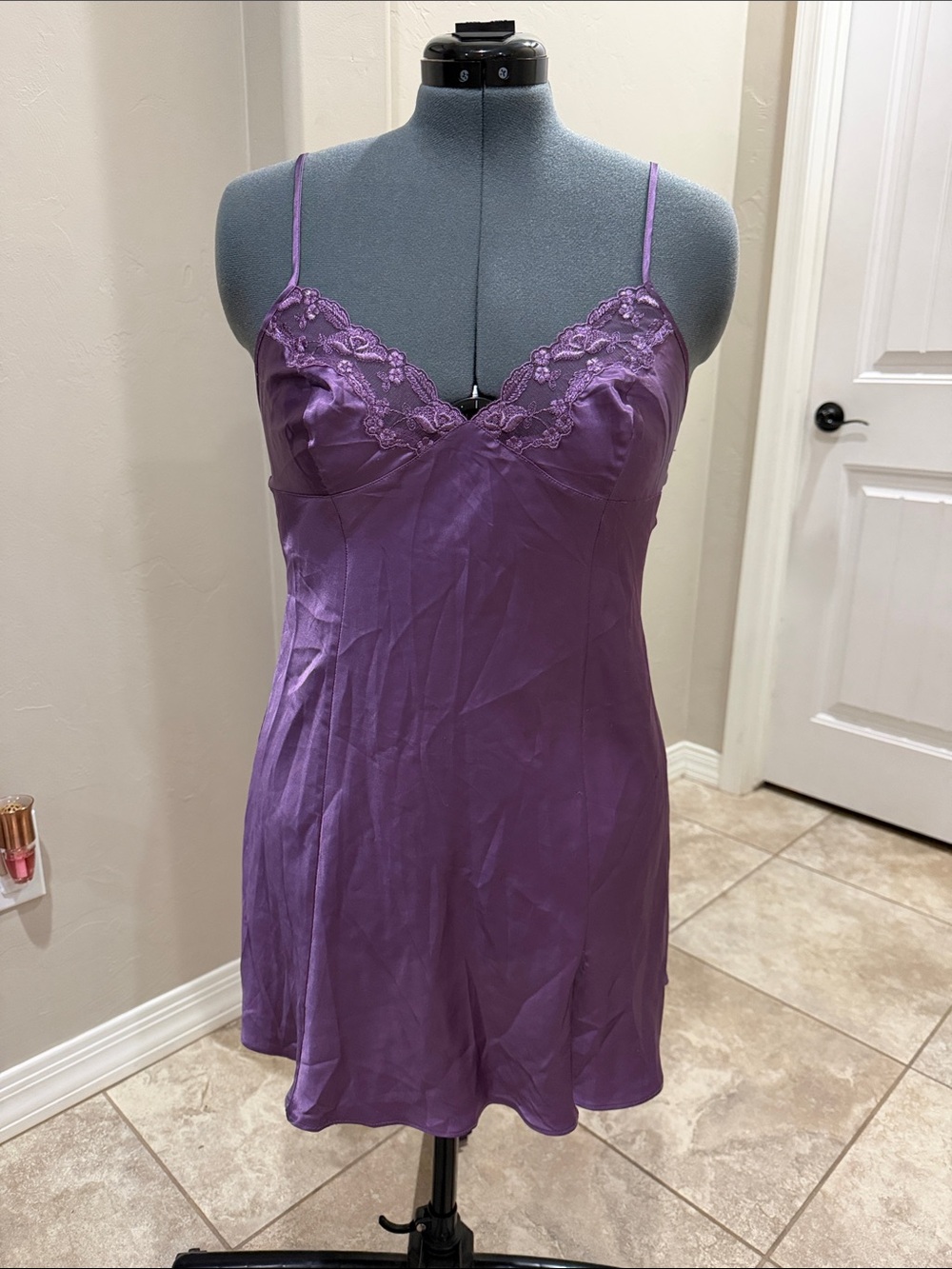 Victoria's Secret Purple Lace-Trim Slip Chemise